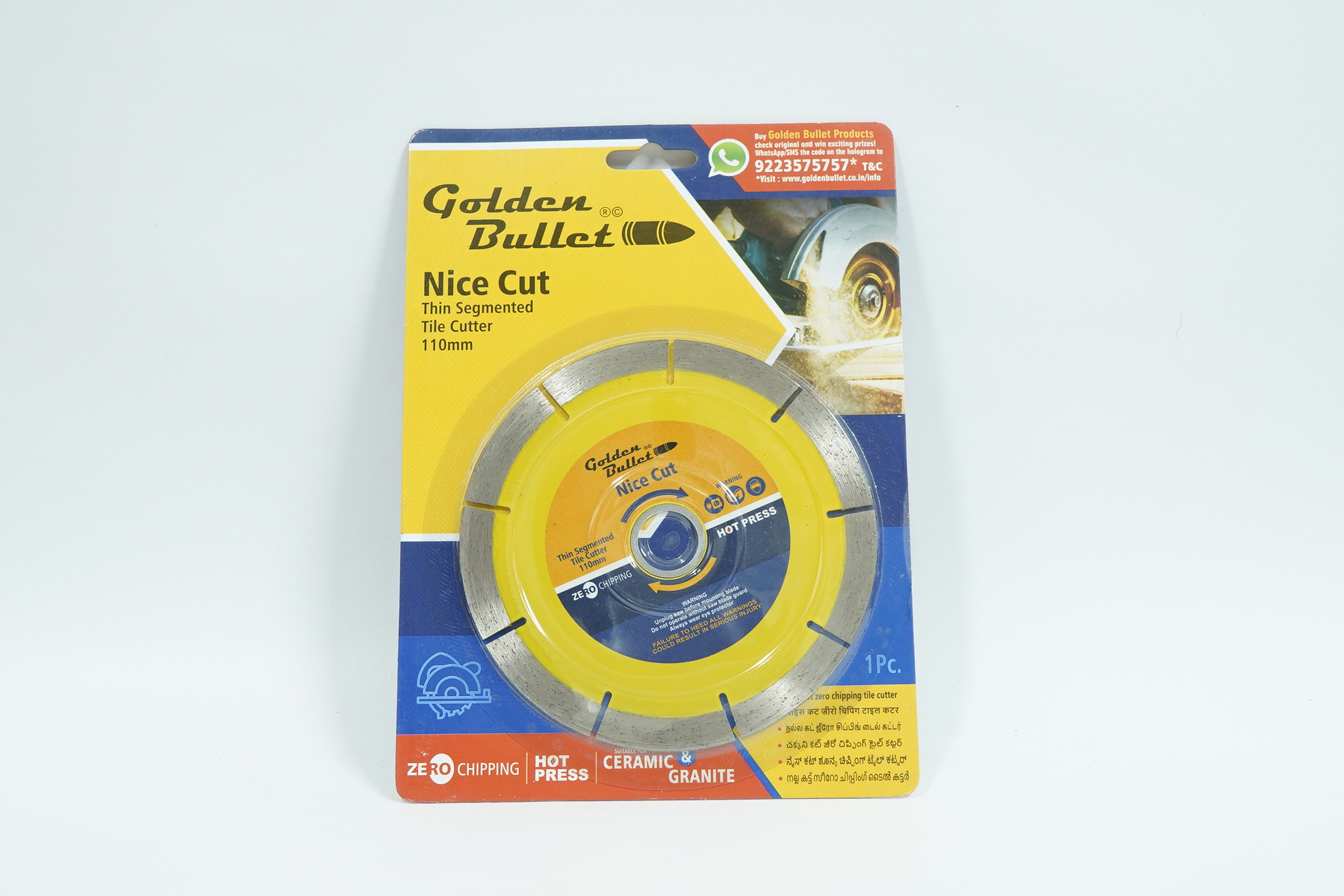 diamond blad yellow thin segmented 4'' Golden Bullet Diamond Blade Yellow Thin Seg. Tile 4" - Image 1