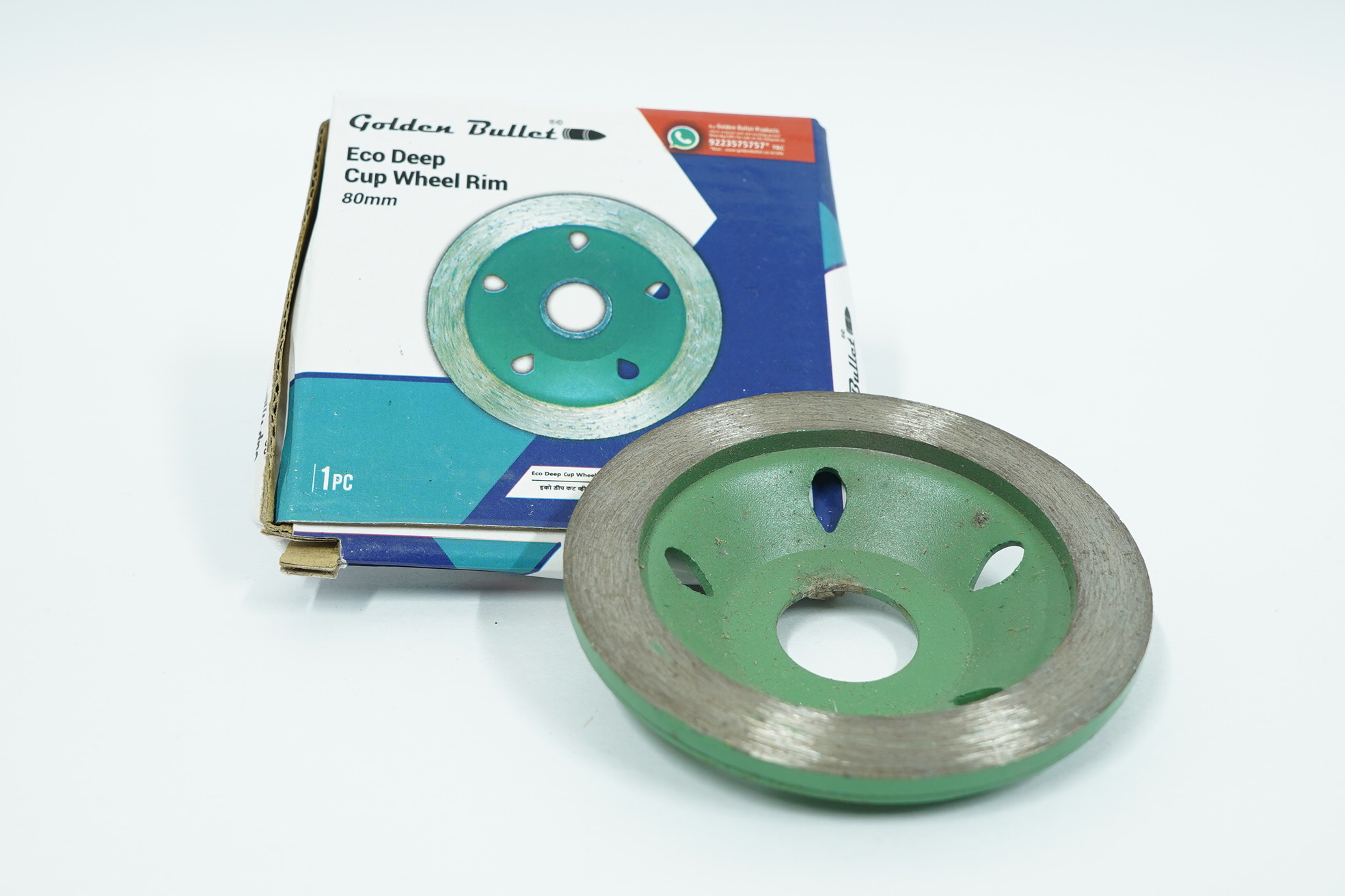 diamond cup wheel eco deep cup wheel rim Golden Bullet Diamond Cup Wheel Green Eco Deep Rim 3" - Image 1
